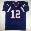 Autographed/Signed Jim Kelly Buffalo Blue Stat Football Jersey JSA COA