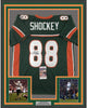 Framed Autographed/Signed Jeremy Shockey 35x39 Miami Green College Football Jersey JSA COA