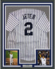 Framed Autographed/Signed Derek Jeter 35x39 New York Pinstripe Baseball Jersey Steiner Sports COA Hologram Only
