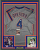 Framed Autographed/Signed Lenny Dykstra 86 WS Champs 35x39 New York Grey Baseball Jersey JSA COA