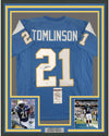 Framed Autographed/Signed LaDainian Tomlinson 35x39 San Diego Powder Blue Football Jersey JSA COA