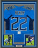 Framed Autographed/Signed Derrick Henry 35x39 Tennessee Titans Light Blue Football Jersey Beckett BAS COA