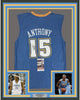 Framed Autographed/Signed Carmelo Anthony 35x39 Denver Blue Basketball Jersey JSA COA