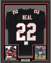 Framed Autographed/Signed Keanu Neal 35x39 Atlanta Retro Black Football Jersey PSA/DNA COA