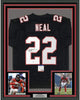 Framed Autographed/Signed Keanu Neal 35x39 Atlanta Retro Black Football Jersey PSA/DNA COA