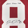 Framed Autographed/Signed Josh Jacobs Roll Tide 35x39 Alabama Red College Football Jersey Beckett BAS COA