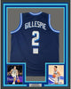 Framed Autographed/Signed Collin Gillespie 35x39 Villanova Blue College Basketball Jersey PSA/DNA COA