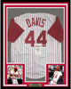 Framed Autographed/Signed Eric Davis 35x39 Cincinnati Pinstripe Baseball Jersey JSA COA
