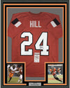 Framed Autographed/Signed Tyreek Hill 35x39 Oklahoma State Orange College Football Jersey JSA COA