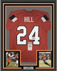 Framed Autographed/Signed Tyreek Hill 35x39 Oklahoma State Orange College Football Jersey JSA COA
