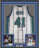 Framed Autographed/Signed Glen Rice 35x39 Charlotte White Basketball Jersey PSA/DNA COA
