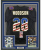 Framed Autographed/Signed Darren Woodson 35x39 Dallas USA Black Football Jersey JSA COA