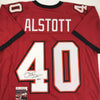 Autographed/Signed Mike Alstott Tampa Bay Red Football Jersey JSA COA