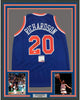 Framed Autographed/Signed Micheal Ray Richardson 35x39 New York Royal Blue Basketball Jersey PSA/DNA COA