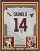 Framed Autographed/Signed Sam Darnold 35x39 USC Southen Cal White College Football Jersey JSA COA