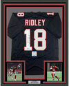 Framed Autographed/Signed Calvin Ridley 35x39 Atlanta Retro Black Football Jersey Beckett BAS COA