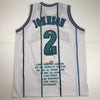 Autographed/Signed Larry Johnson Charlotte White Stat Basketball Jersey PSA/DNA COA