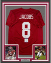 Framed Autographed/Signed Josh Jacobs 35x39 Alabama Red College Football Jersey Beckett BAS COA