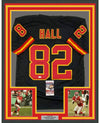 Framed Autographed/Signed Dante Hall 35x39 Kansas City Black Football Jersey JSA COA