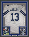 Framed Autographed/Signed Michael Gallup 35x39 Dallas White Football Jersey Beckett BAS COA