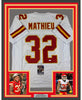 Framed Autographed/Signed Tyrann Mathieu 35x39 Kansas City White Football Jersey JSA COA