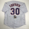 Autographed/Signed Michael Conforto New York NY Pinstripe Baseball Jersey JSA COA