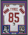 Framed Autographed/Signed David Tyree 35x39 New York White Super Bowl XLII Catch Football Jersey JSA COA