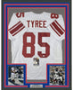 Framed Autographed/Signed David Tyree 35x39 New York White Super Bowl XLII Catch Football Jersey JSA COA