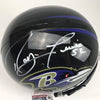 Autographed/Signed Ray Lewis Baltimore Ravens Full Size FS F/S Replica Football Helmet JSA COA