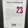 Framed Autographed/Signed LeBron James 35x39 Cleveland Cavaliers White Basketball Jersey PSA/DNA COA/LOA