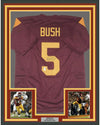 Framed Autographed/Signed Reggie Bush 35x39 USC Southen Cal Maroon College Football Jersey GTSM COA