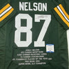 Autographed/Signed Jordy Nelson Green Bay Green Stat Football Jersey JSA COA