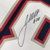 Framed Autographed/Signed James White 35x39 New England Blue Football Jersey JSA COA