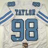 Autographed/Signed Lawrence Taylor North Carolina UNC White College Football Jersey JSA COA