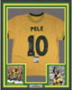 Framed Autographed/Signed Pele 35x39 Brazil Yellow Soccer Futbol Jersey PSA/DNA COA Auto #2