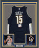 Framed Autographed/Signed Nikola Jokic 35x39 Denver Blue Basketball Jersey PSA/DNA COA