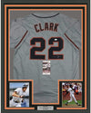 Framed Autographed/Signed Will Clark 35x39 San Francisco Grey Baseball Jersey JSA COA
