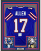 Framed Autographed/Signed Josh Allen 35x39 Buffalo Blue Football Jersey Beckett BAS COA