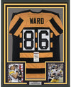 Framed Autographed/Signed Hines Ward 35x39 Pittsburgh Bumble Bee Football Jersey JSA COA