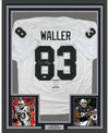 Framed Autographed/Signed Darren Waller 35x39 Las Vegas Oakland White Football Jersey Beckett BAS COA