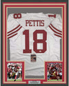Framed Autographed/Signed Dante Pettis 35x39 San Francisco White Football Jersey JSA COA