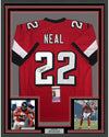 Framed Autographed/Signed Keanu Neal 35x39 Atlanta Red Football Jersey JSA COA