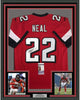 Framed Autographed/Signed Keanu Neal 35x39 Atlanta Red Football Jersey JSA COA