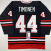 Autographed/Signed Kimmo Timonen Chicago Black Hockey Jersey JSA COA