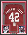 Framed Autographed/Signed TJ T.J. Watt 35x39 Wisconsin Red College Football Jersey JSA COA