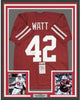 Framed Autographed/Signed TJ T.J. Watt 35x39 Wisconsin Red College Football Jersey JSA COA