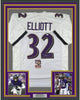 Framed Autographed/Signed DeShon Elliott 35x39 Baltimore White Football Jersey JSA COA