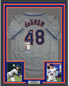 Framed Autographed/Signed Jacob DeGrom 35x39 New York NY Grey Baseball Jersey JSA COA