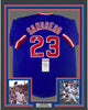 Framed Autographed/Signed Ryne Sandberg 35x39 Chicago Blue Baseball Jersey JSA COA