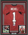 Framed Autographed/Signed Sony Michel 35x39 Georgia Red College Football Jersey JSA COA